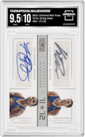 Klay Thompson/Kent Bazemore from the 2012-13 Panini National Treasures set featuring a Silver parallel graded by Arena Club and given an overall grade of 9.5.