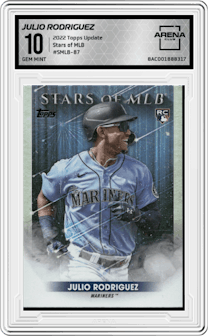 Julio Rodriguez from the 2022 Topps Update  set graded by Arena Club and given an overall grade of 10.