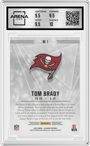 Tom Brady from the 2020 Panini Illusions set graded by Arena Club and given an overall grade of 10.
