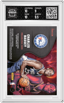 Charles Bassey from the 2021-22 Panini NBA Hoops set graded by Arena Club and given an overall grade of 9.5.