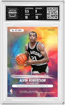 Alvin Robertson from the 2021-22 Panini NBA Hoops set graded by Arena Club and given an overall grade of 9.5.