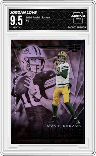 Jordan Love from the 2020 Panini Illusions set graded by Arena Club and given an overall grade of 9.5.