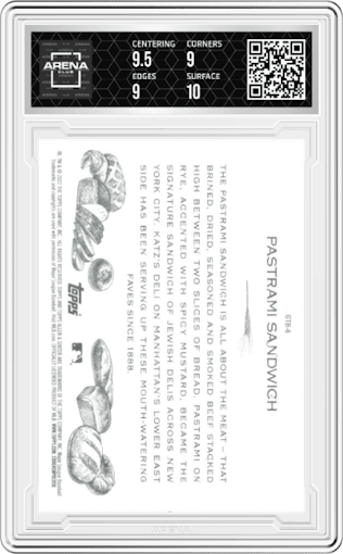 Pastrami Sandwich from the 2022 Topps Allen & Ginter set graded by Arena Club and given an overall grade of 9.5.