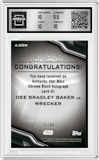 Dee Bradley Baker as Wrecker from the 2022 Topps Star Wars Chrome Black set featuring a Gold Refractor parallel graded by Arena Club and given an overall grade of 10.