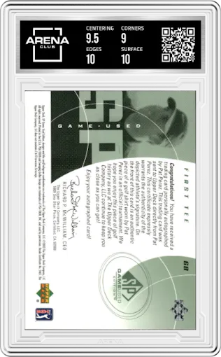 Pat Perez from the 2002 SP Game Used  set graded by Arena Club and given an overall grade of 9.5.