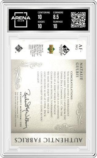 Natalie Gulbis from the 2004 SP Signature set graded by Arena Club and given an overall grade of 9.