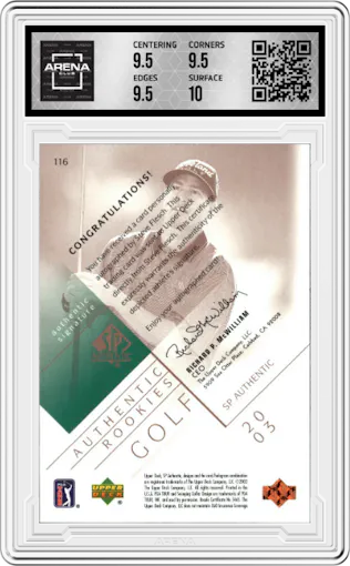 Steve Flesch from the 2003 Upper Deck SP Authentic set graded by Arena Club and given an overall grade of 10.