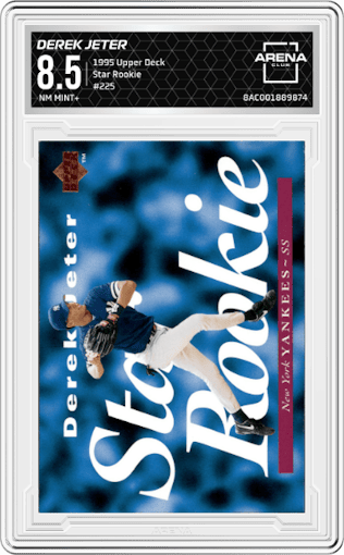 Derek Jeter from the 1995 Upper Deck set graded by Arena Club and given an overall grade of 8.5.