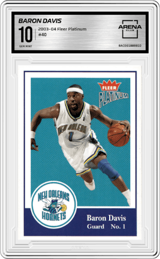 Baron Davis from the 2003-04 Fleer Platinum set graded by Arena Club and given an overall grade of 10.
