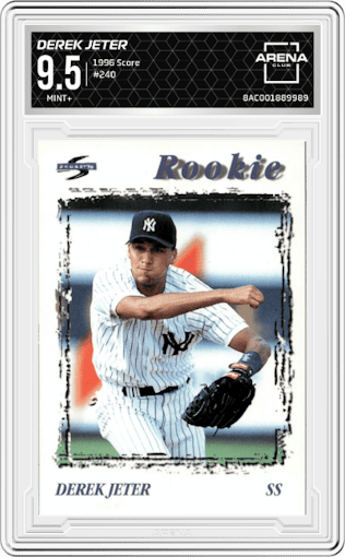 Derek Jeter from the 1996 Score  set graded by Arena Club and given an overall grade of 9.5.