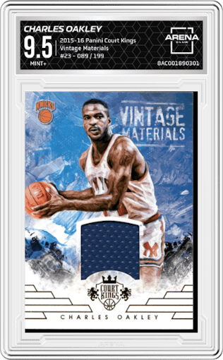 Charles Oakley from the 2015-16 Panini Court Kings set graded by Arena Club and given an overall grade of 9.5.