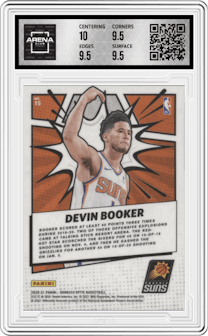 Devin Booker from the 2020-21 Panini Donruss Optic set graded by Arena Club and given an overall grade of 10.