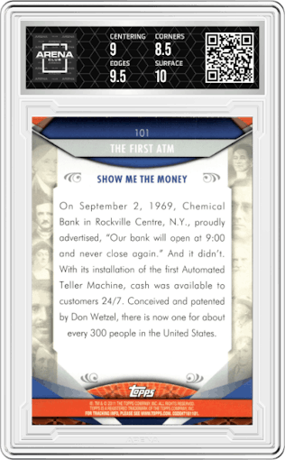 The First ATM from the 2011 Topps American Pie set graded by Arena Club and given an overall grade of 9.