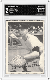 Tom Haller from the 1969 Topps set graded by Arena Club and given an overall grade of 2.