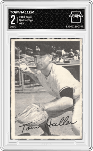 Tom Haller from the 1969 Topps set graded by Arena Club and given an overall grade of 2.