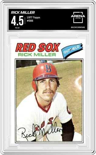 Rick Miller from the 1977 Topps set graded by Arena Club and given an overall grade of 4.5.