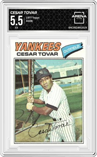 Cesar Tovar from the 1977 Topps set graded by Arena Club and given an overall grade of 5.5.