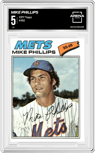 Mike Phillips from the 1977 Topps set graded by Arena Club and given an overall grade of 5.