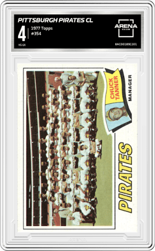 Pittsburgh Pirates CL from the 1977 Topps set graded by Arena Club and given an overall grade of 4.