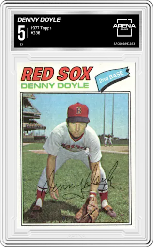 Denny Doyle from the 1977 Topps set graded by Arena Club and given an overall grade of 5.