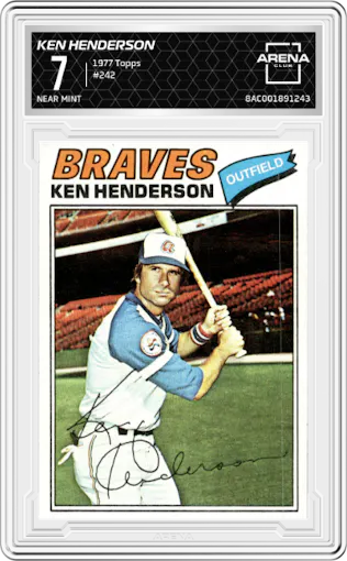 Ken Henderson from the 1977 Topps set graded by Arena Club and given an overall grade of 7.