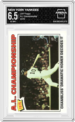 New York Yankees from the 1977 Topps set graded by Arena Club and given an overall grade of 6.5.