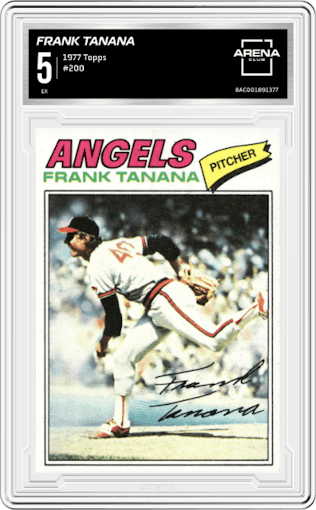 Frank Tanana from the 1977 Topps set graded by Arena Club and given an overall grade of 5.
