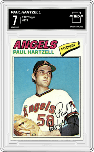 Paul Hartzell from the 1977 Topps set graded by Arena Club and given an overall grade of 7.