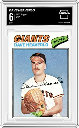 Dave Heaverlo from the 1977 Topps set graded by Arena Club and given an overall grade of 6.