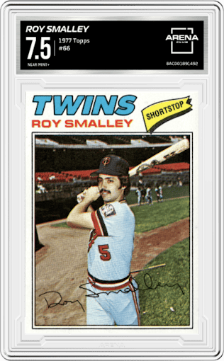Roy Smalley from the 1977 Topps set graded by Arena Club and given an overall grade of 7.5.