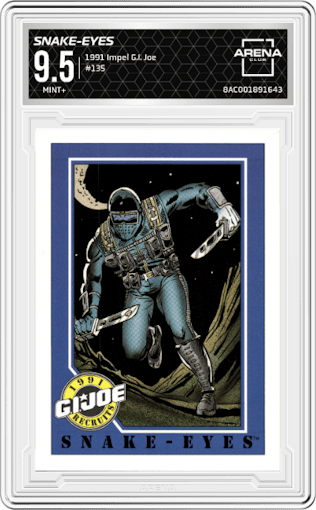 Snake-Eyes from the 1991 Impel G.I. Joe set graded by Arena Club and given an overall grade of 9.5.