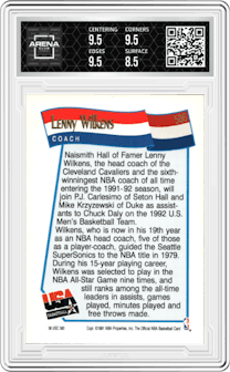 Lenny Wilkens from the 1991-92 NBA Hoops set graded by Arena Club and given an overall grade of 9.
