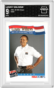 Lenny Wilkens from the 1991-92 NBA Hoops set graded by Arena Club and given an overall grade of 9.
