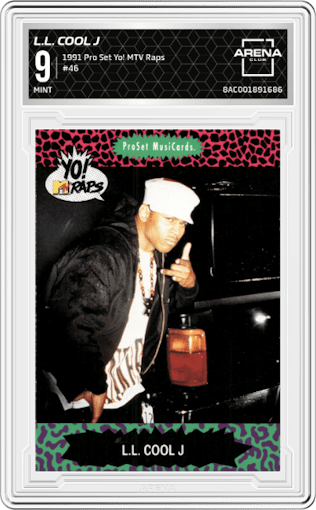 L.L. Cool J from the 1991 Pro Set Yo! MTV Raps set graded by Arena Club and given an overall grade of 9.