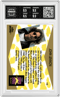 John Lennon from the 1991 Pro Set SuperStars MusiCards set graded by Arena Club and given an overall grade of 9.
