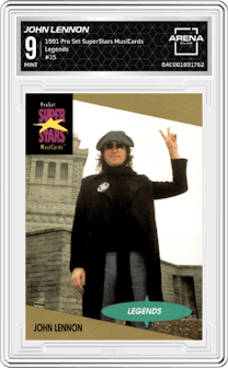John Lennon from the 1991 Pro Set SuperStars MusiCards set graded by Arena Club and given an overall grade of 9.