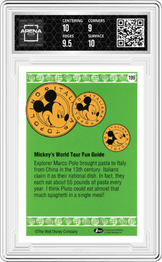 Pasta a la Pluto from the 1991 Impel Disney set graded by Arena Club and given an overall grade of 9.5.