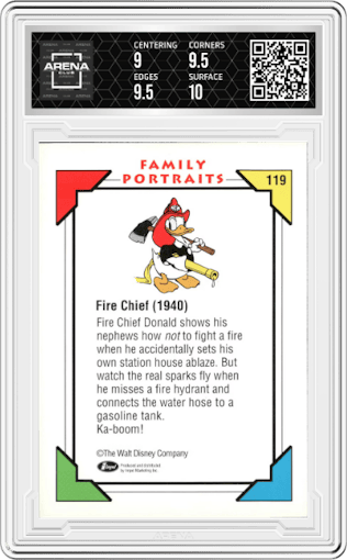 Fire Chief (1940) from the 1991 Impel Disney set graded by Arena Club and given an overall grade of 9.5.