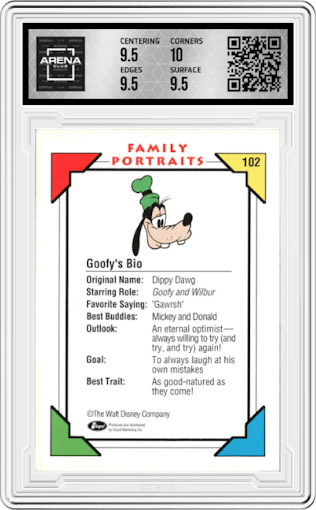 Goofy's Bio from the 1991 Impel Disney set graded by Arena Club and given an overall grade of 10.