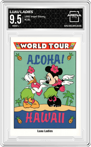 Luau Ladies from the 1991 Impel Disney set graded by Arena Club and given an overall grade of 9.5.