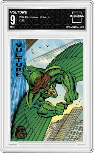 Vulture from the 1994 Fleer Marvel Universe  set graded by Arena Club and given an overall grade of 9.