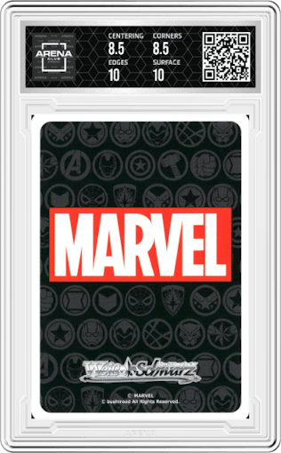 Ghost Spider from the 2021 Weiss Schwarz JPN set graded by Arena Club and given an overall grade of 9.