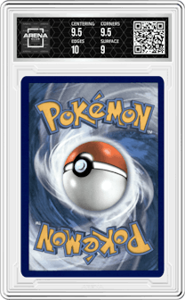 Galarian Articuno from the 2021 Pokemon SWSH set featuring a Prerelease parallel graded by Arena Club and given an overall grade of 9.5.