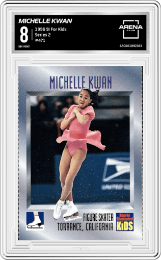 Michelle Kwan from the 1996 SI For Kids set graded by Arena Club and given an overall grade of 8.