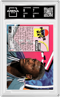 Larry Johnson from the 1993-94 Fleer Ultra set graded by Arena Club and given an overall grade of 6.5.