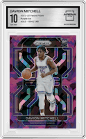 Davion Mitchell from the 2021-22 Panini Prizm set featuring a Purple Ice parallel graded by Arena Club and given an overall grade of 10.