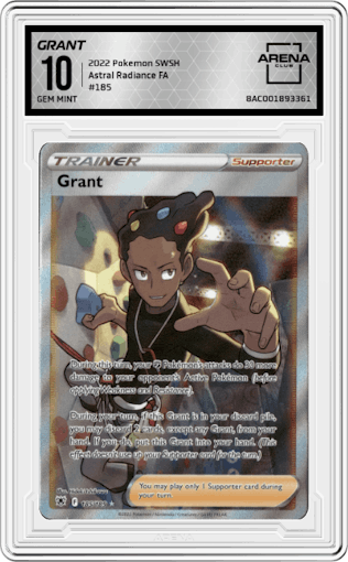 Grant from the 2022 Pokemon SWSH set graded by Arena Club and given an overall grade of 10.