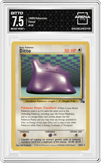 Ditto from the 1999 Pokemon set graded by Arena Club and given an overall grade of 7.5.