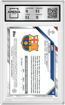 Gavi from the 2021-22 Topps UEFA Champions League 1st Edition set graded by Arena Club and given an overall grade of 10.
