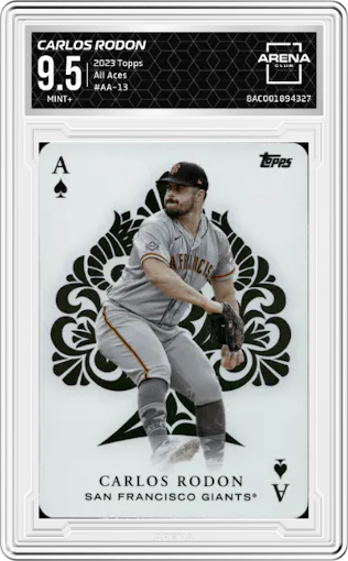 Carlos Rodon from the 2023 Topps  set graded by Arena Club and given an overall grade of 9.5.